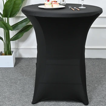 Черная крышка стола из спандекса, скатерти для коктейлей, круглые эластичные скатерти для вечеринок, бара, свадьбы