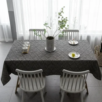 Черная скатерть, прямоугольный журнальный столик из хлопка и льна