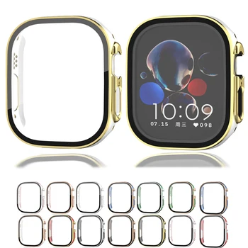 Чехол для Apple Watch 49 мм из закаленного стекла ПК Двухцветные резные смарт-часы Защитная оболочка Аксессуары для iWatch Series Ultra