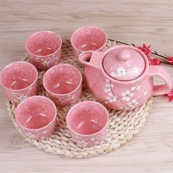 Японский набор чайников из цветущей сакуры 1 горшок 6 чашек керамическая посуда для питья чайник домашний офис чайный набор чайник прямая поставка