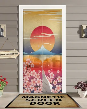 Японский стиль Гора Фудзи Сакура Летний магнитный экран Дверная занавеска Антимоскитная сетка Насекомые Мухи Жуки Кухонные шторы