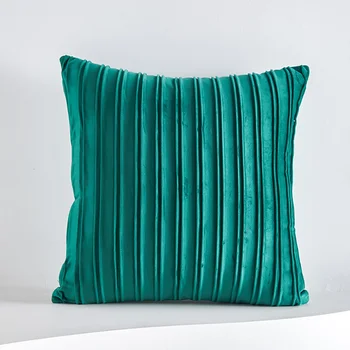  дизайн плиссированный полосатый бархатный чехол для подушки 45x45 см декоративный чехол на подушку для дивана гостиная декор наволочка зеленый синий