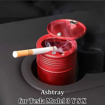  для Tesla Model 3 X S Подстаканник из нержавеющей стали Пепельница Табак Пепельница Чашка для хранения Контейнер Автомобильные аксессуары Детали Интерьер