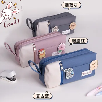 корейская мультяшная сумка для ручек, большая емкость, высокая красота, симпатичная холщовая творческая канцелярская сумка для учителей сумка кавайная сумка