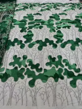 нигерийские бусины вышивка кружева ткань SYJ-1308563 Высококачественная африканская ткань из французского тюля с пайетками для женщин Пошив платья