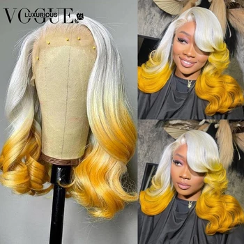 омбре платиновые волны парик предварительно выщипанное кружевное закрытие безклеевые парики готовые к носке бразильские девственницы человеческие волосы желтый свободный боб