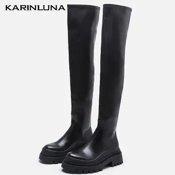  платформа бренд дизайн женщины выше колена сапоги готика 2022 зима водонепроницаемая уличная женщина обувь сапоги отличное качество