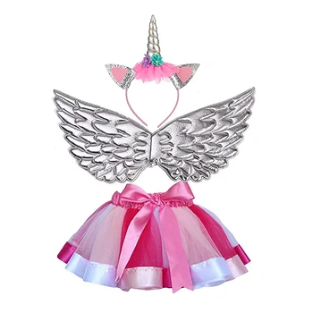 принцесса одевается наряды девушки радуга многослойная пачка юбка единорог повязка на голову ангел крылья на день рождения рождественская вечеринка костюм
