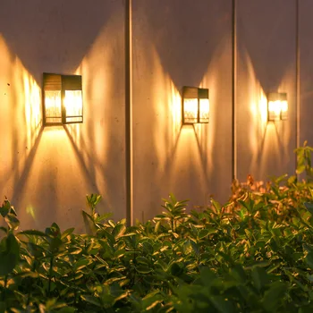  светодиодные солнечные садовые фонари на открытом воздухе водонепроницаемый балкон украшение на солнечных батареях лампа энергосберегающий двор забор лестница настенные светильники