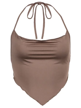 сексуальный укороченный топ мини-юбка комплект плиссированные спагетти на талии высокие без рукавов цвет укороченные однотонные подтяжки обернутый нагрудный ремень плиссированный