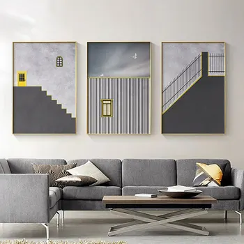 скандинавский минимализм абстрактное городское строительство уникальные настенные картины на холсте современные рисунки плакаты принты украшение для гостиной