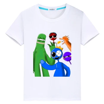 футболка для детей мальчик 10 лет Радужный друг Лето O-Neck 100% хлопок Топы для мальчиков Короткие аниме футболки y2k цельный кусок одежды для девочек