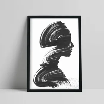  черный пигмент белый фон плакат, абстрактный человек боковые художественные принты, минималистичный узор linellae наклейки на стену домашний декор