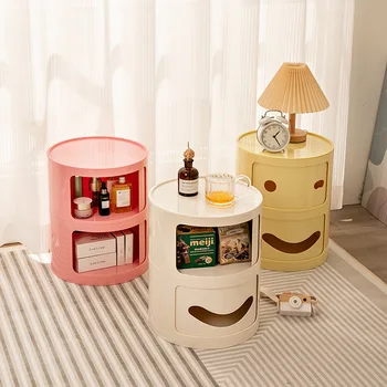  шкаф для хранения Nordic Modern Простая прикроватная тумбочка Круглая мебель для гостиной Спальня Творческая личность Улыбающееся лицо Утюг